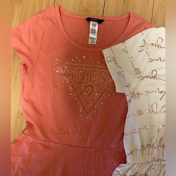Guess dresses set of 2 salmon and beige girls Sz 12 - Picture 4 of 6